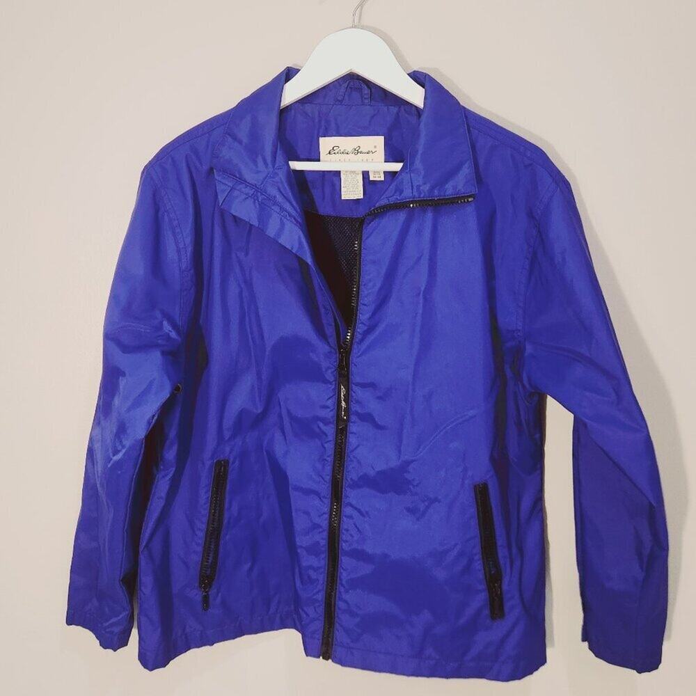 Eddie Bauer Windbreaker/Raincoat Blue Hiking Camping Athletic Outdoor - Size M